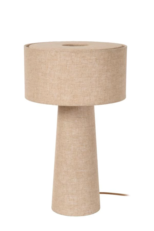 Lucide LEEROY - Tafellamp - Ø 30 cm - 1xE27 - Taupe - uitgezet